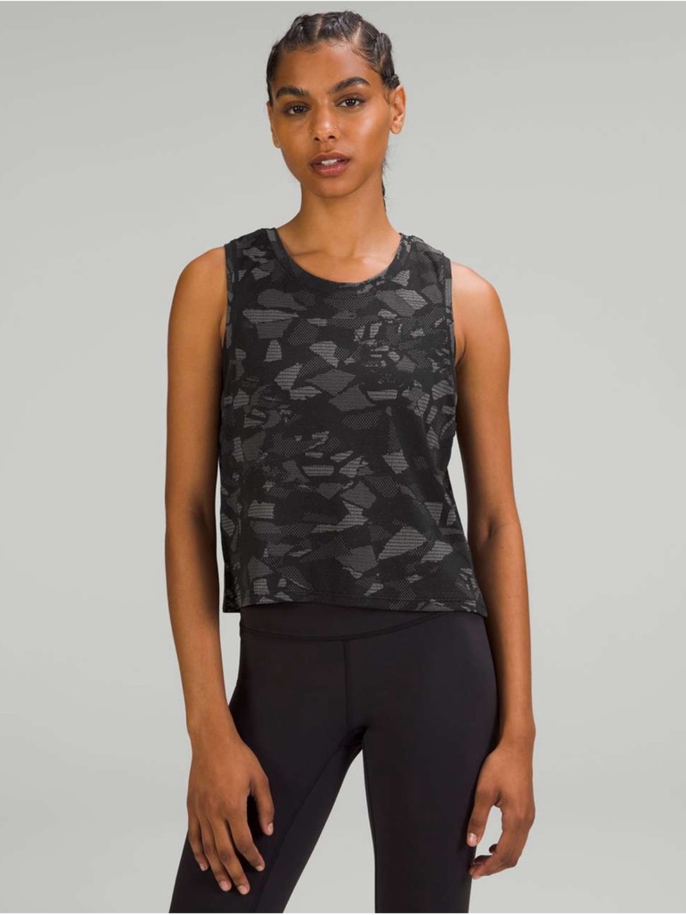lululemon Black Patterned Sleeveless Tank